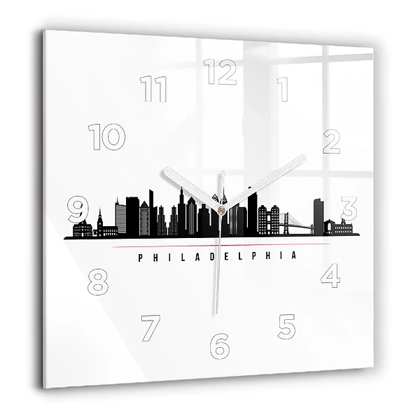 Wanduhr modern quadratisch Illustration Philadelphia