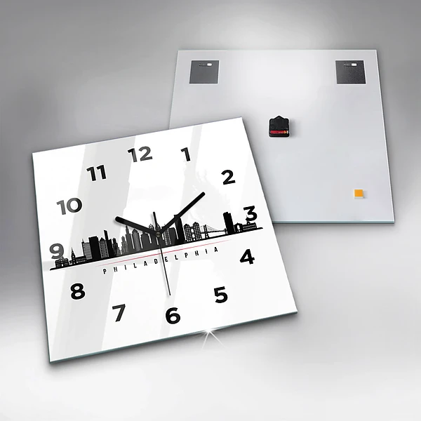 Wanduhr modern quadratisch Illustration Philadelphia