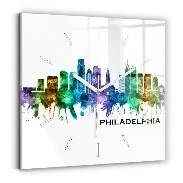 Wanduhr quadratisch mit motiv Bunte Philadelphia