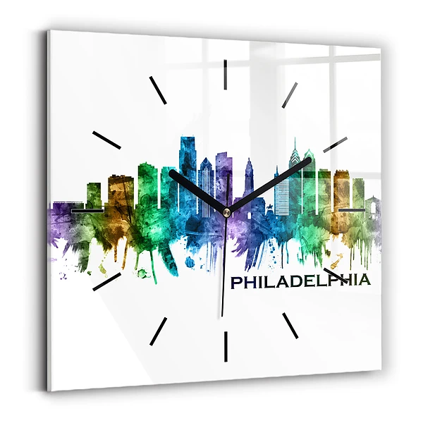 Wanduhr quadratisch mit motiv Bunte Philadelphia