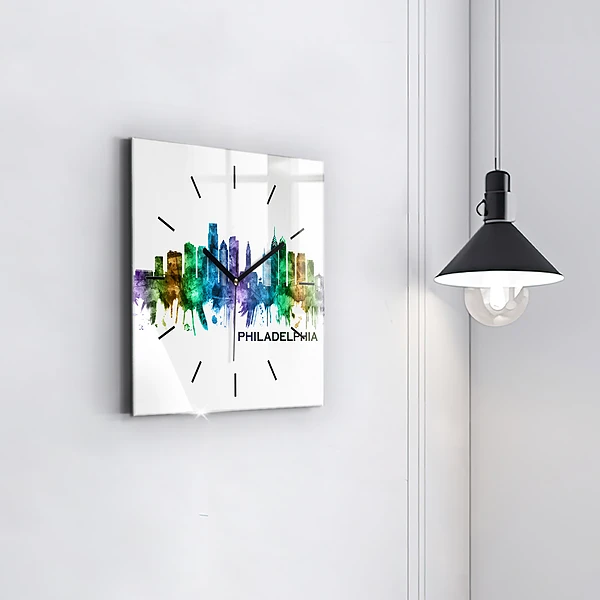 Wanduhr quadratisch mit motiv Bunte Philadelphia