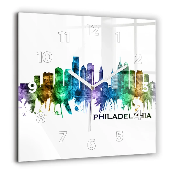Wanduhr quadratisch mit motiv Bunte Philadelphia