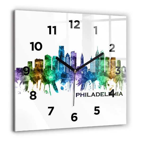 Wanduhr quadratisch mit motiv Bunte Philadelphia