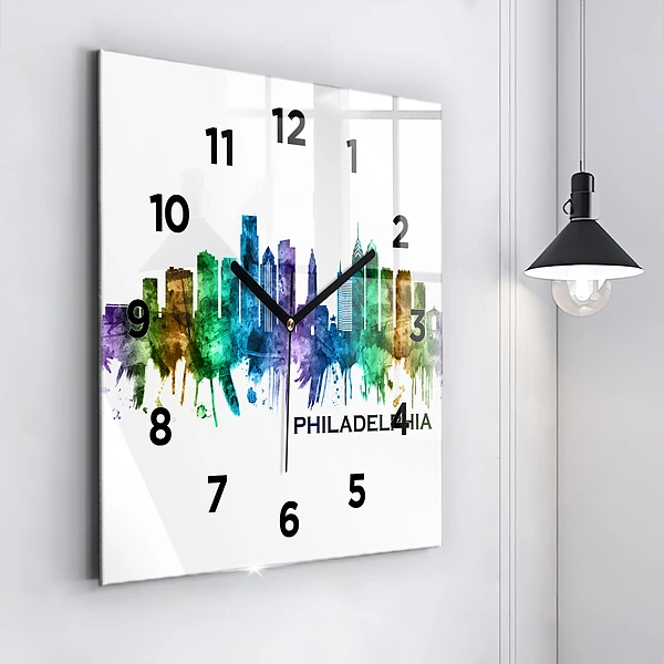 Wanduhr quadratisch mit motiv Bunte Philadelphia