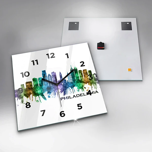 Wanduhr quadratisch mit motiv Bunte Philadelphia