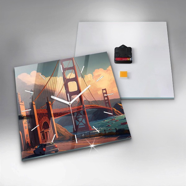 Wanduhr quadratisch Brücke von San Francisco