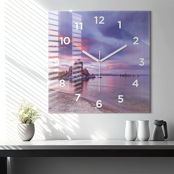 Wanduhr modern quadratisch Sonnenaufgang in Kalifornien