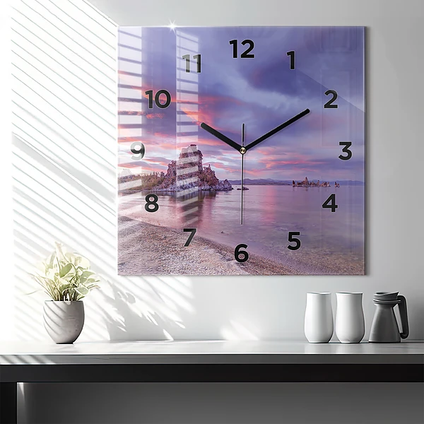 Wanduhr modern quadratisch Sonnenaufgang in Kalifornien