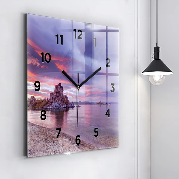 Wanduhr modern quadratisch Sonnenaufgang in Kalifornien