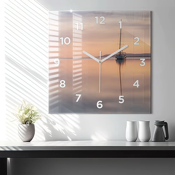 Wanduhr quadratisch mit motiv Balaton (Plattensee) USA