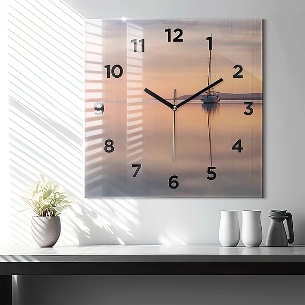 Wanduhr quadratisch mit motiv Balaton (Plattensee) USA
