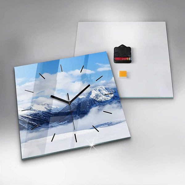 Wanduhr quadratisch Panorama der Berge
