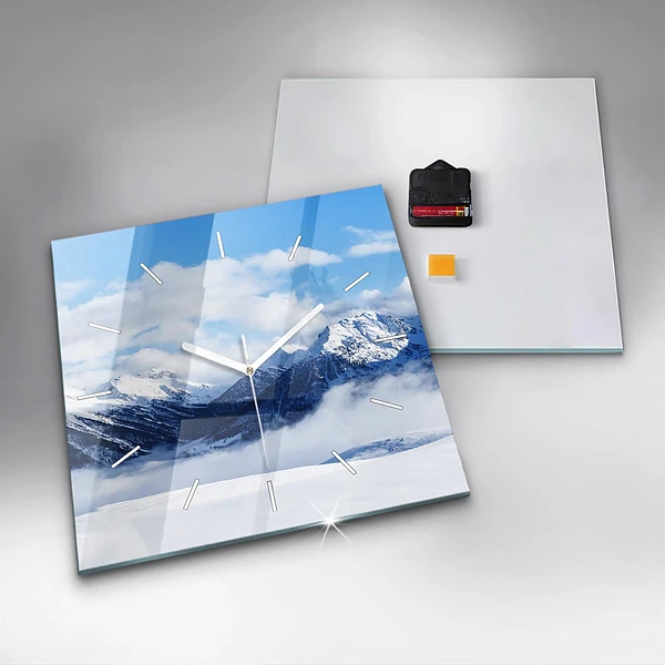Wanduhr quadratisch Panorama der Berge