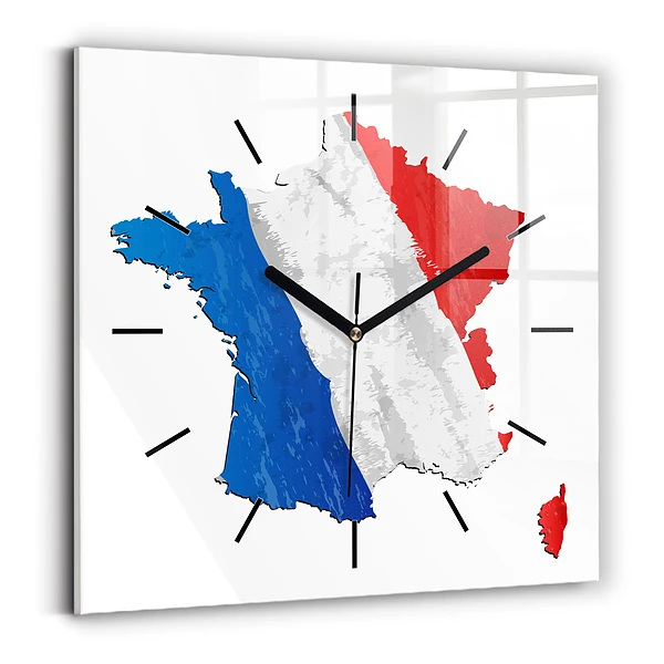 Wanduhr modern quadratisch Flagge von Frankreich
