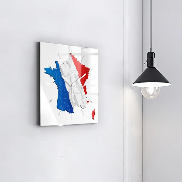 Wanduhr modern quadratisch Flagge von Frankreich