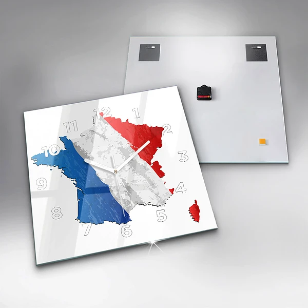 Wanduhr modern quadratisch Flagge von Frankreich