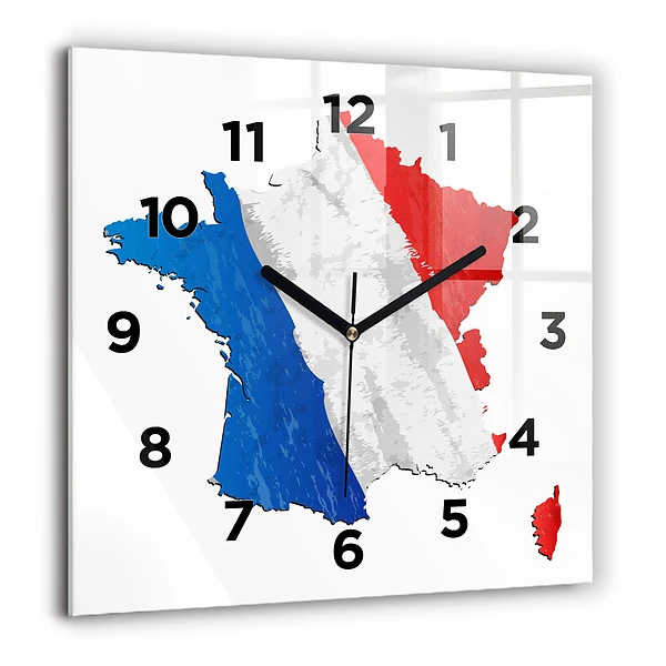 Wanduhr modern quadratisch Flagge von Frankreich