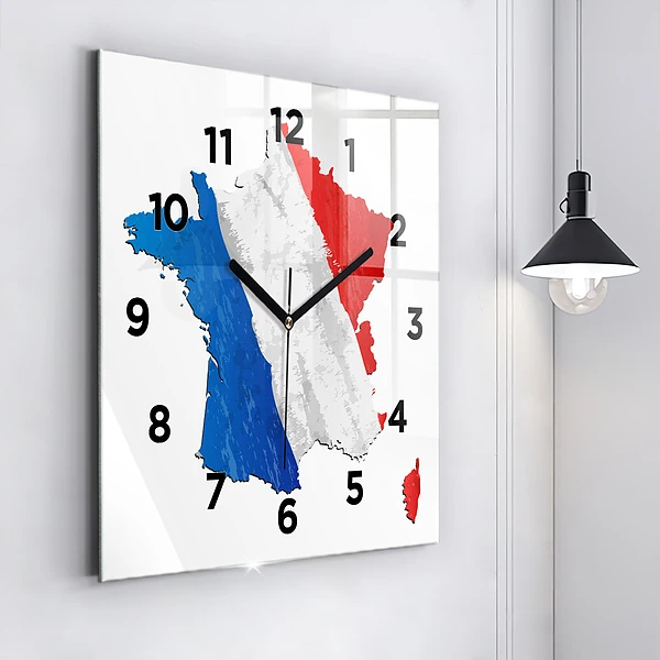 Wanduhr modern quadratisch Flagge von Frankreich