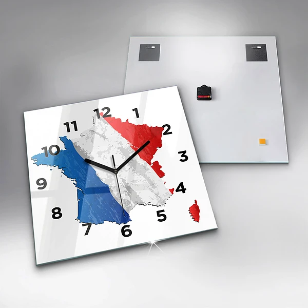 Wanduhr modern quadratisch Flagge von Frankreich