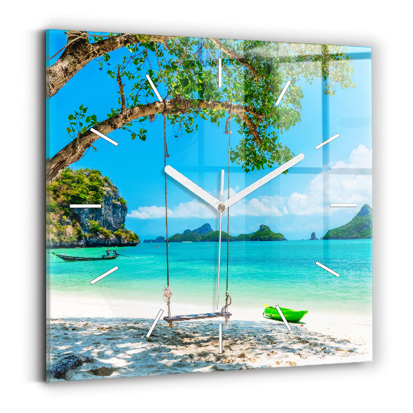 Wanduhr quadratisch Sonnige Insel Thailand