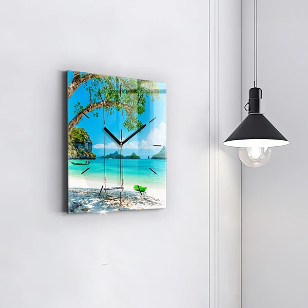 Wanduhr quadratisch Sonnige Insel Thailand