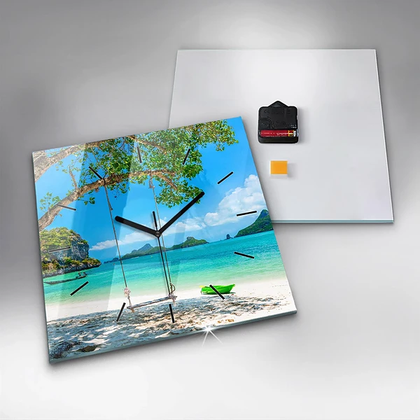 Wanduhr quadratisch Sonnige Insel Thailand