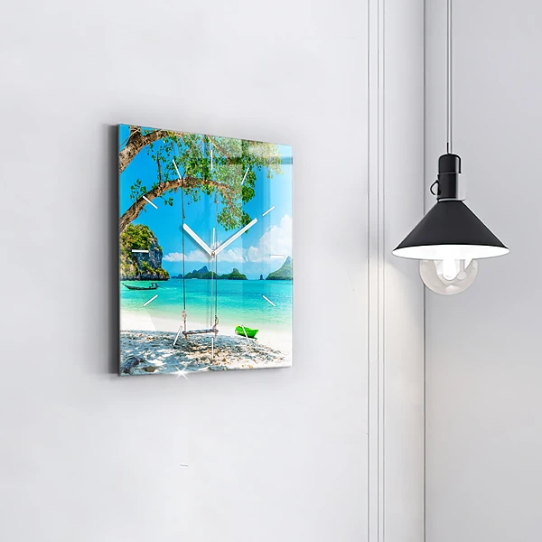 Wanduhr quadratisch Sonnige Insel Thailand