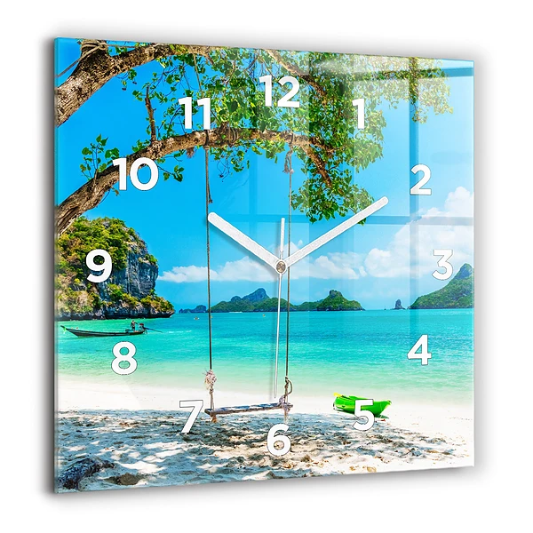 Wanduhr quadratisch Sonnige Insel Thailand