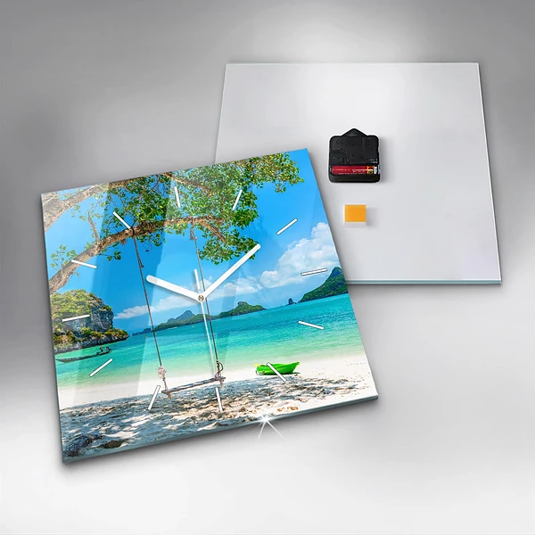 Wanduhr quadratisch Sonnige Insel Thailand