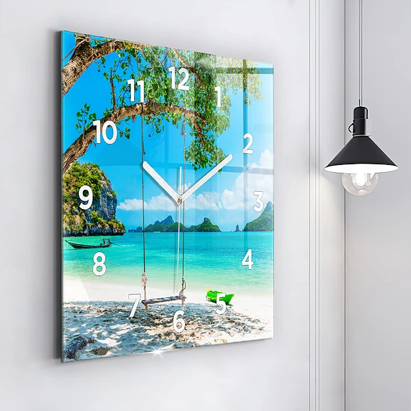 Wanduhr quadratisch Sonnige Insel Thailand