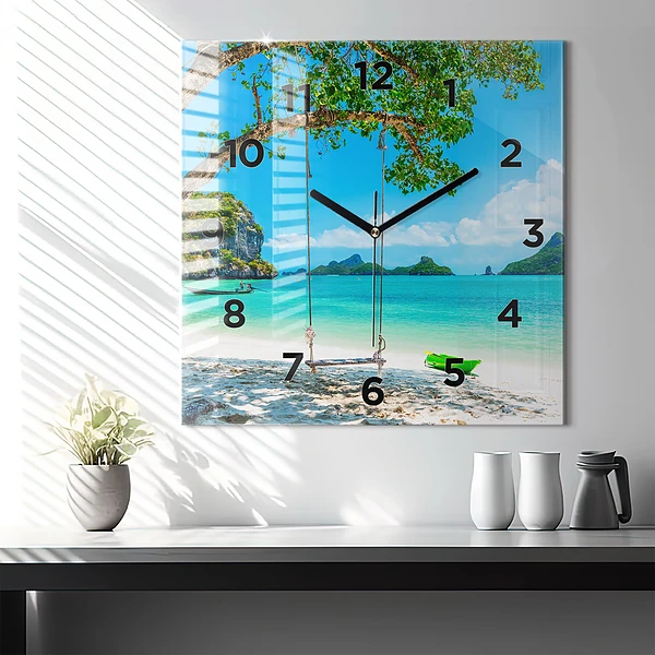 Wanduhr quadratisch Sonnige Insel Thailand
