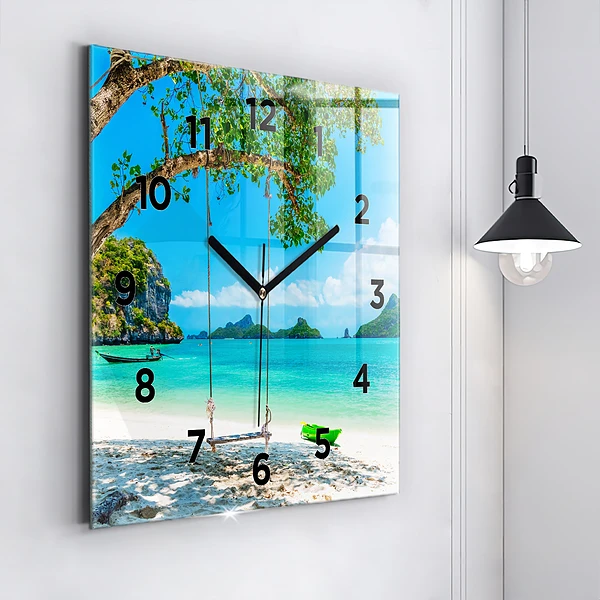Wanduhr quadratisch Sonnige Insel Thailand