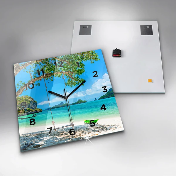 Wanduhr quadratisch Sonnige Insel Thailand