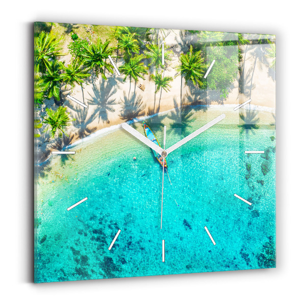 Wanduhr quadratisch mit motiv Tropischer Strand von Koh Tao