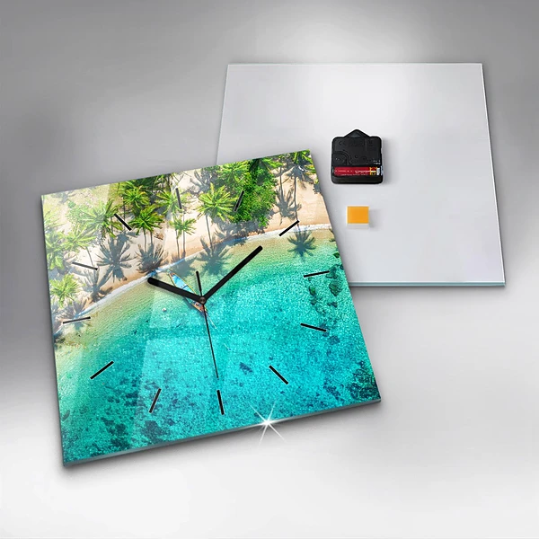 Wanduhr quadratisch mit motiv Tropischer Strand von Koh Tao