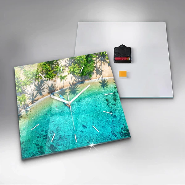 Wanduhr quadratisch mit motiv Tropischer Strand von Koh Tao