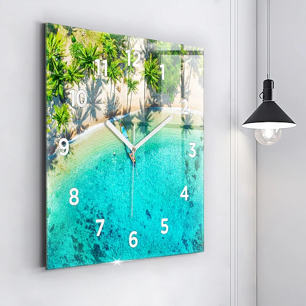 Wanduhr quadratisch mit motiv Tropischer Strand von Koh Tao