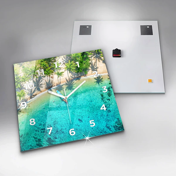 Wanduhr quadratisch mit motiv Tropischer Strand von Koh Tao
