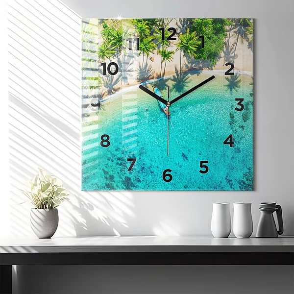Wanduhr quadratisch mit motiv Tropischer Strand von Koh Tao