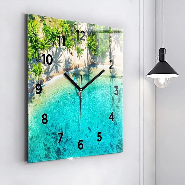 Wanduhr quadratisch mit motiv Tropischer Strand von Koh Tao