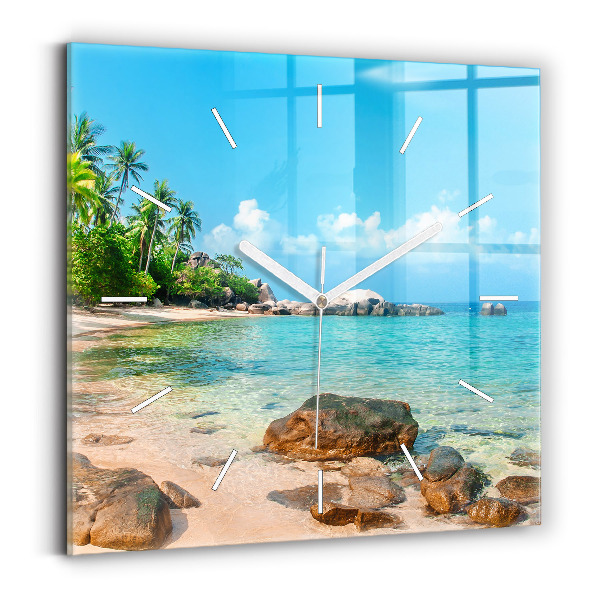 Wanduhr quadratisch Schöner Strand in Thailand