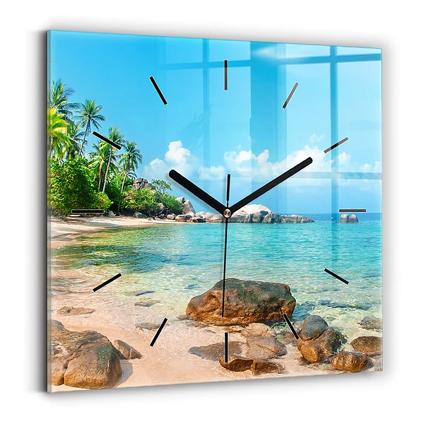Wanduhr quadratisch Schöner Strand in Thailand