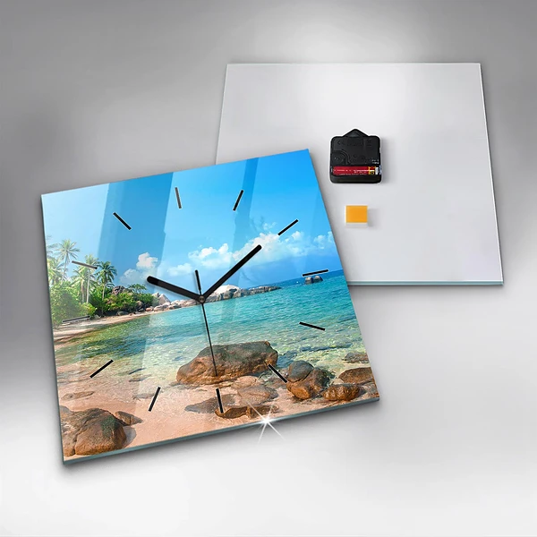 Wanduhr quadratisch Schöner Strand in Thailand