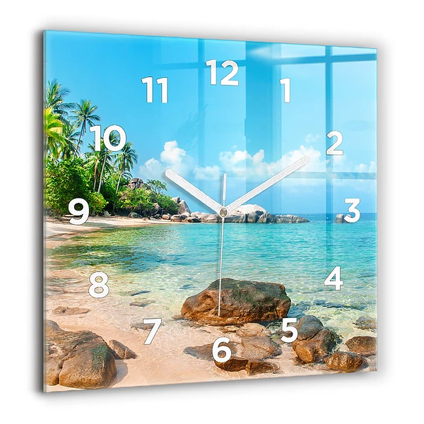 Wanduhr quadratisch Schöner Strand in Thailand