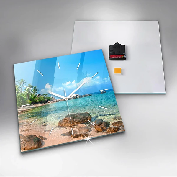 Wanduhr quadratisch Schöner Strand in Thailand