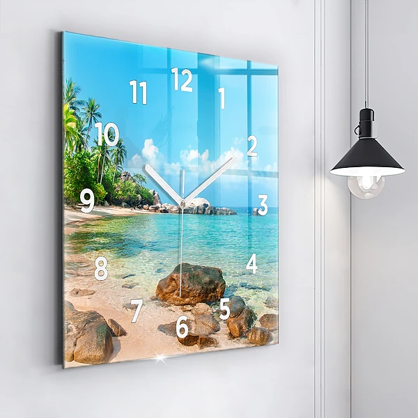 Wanduhr quadratisch Schöner Strand in Thailand