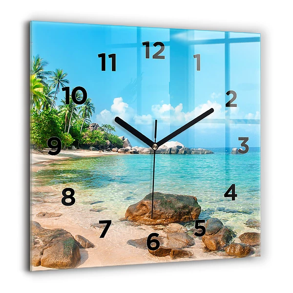 Wanduhr quadratisch Schöner Strand in Thailand