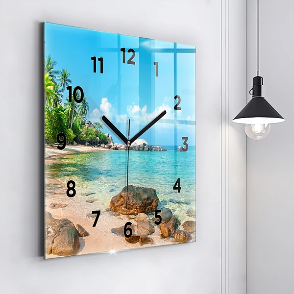 Wanduhr quadratisch Schöner Strand in Thailand