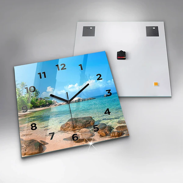 Wanduhr quadratisch Schöner Strand in Thailand