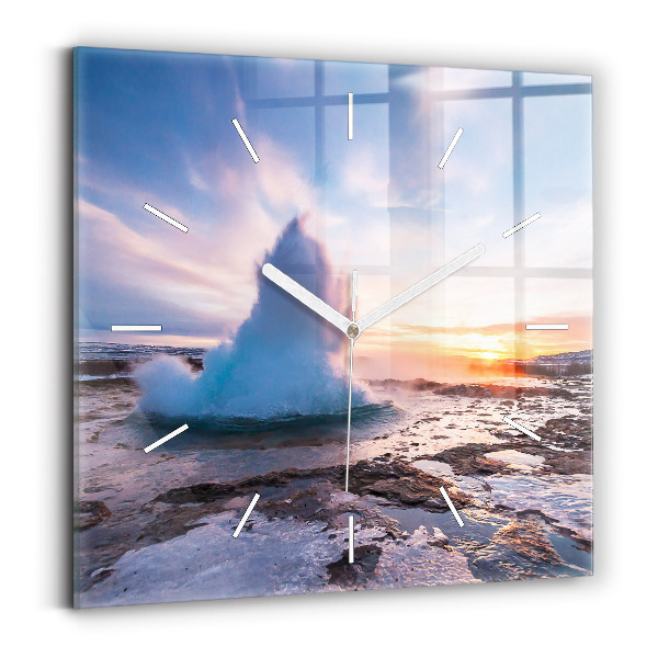 Wanduhr quadratisch mit motiv Geysir auf der Insel Island